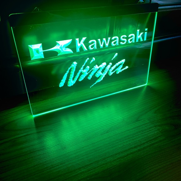 KAWASAKI NINJA LED NEON GREEN LIGHT SIGN 8x12 - Picture 3 of 3